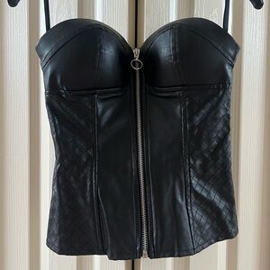 Black Faux Leather Corset